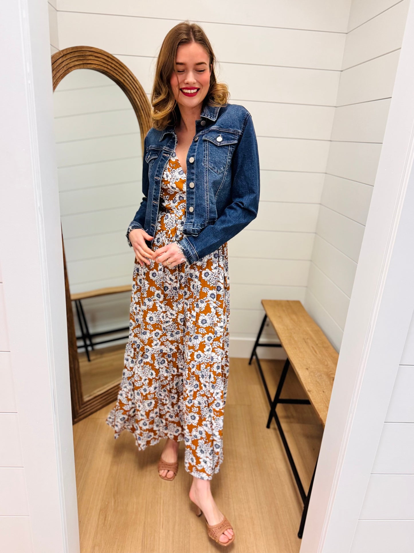 Floral Print Faux Wrap Maxi Dress