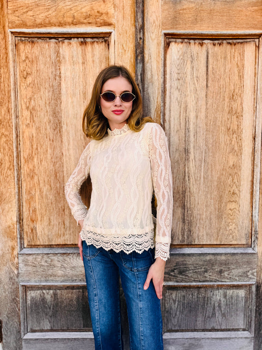 Crochet Trim Lace Top