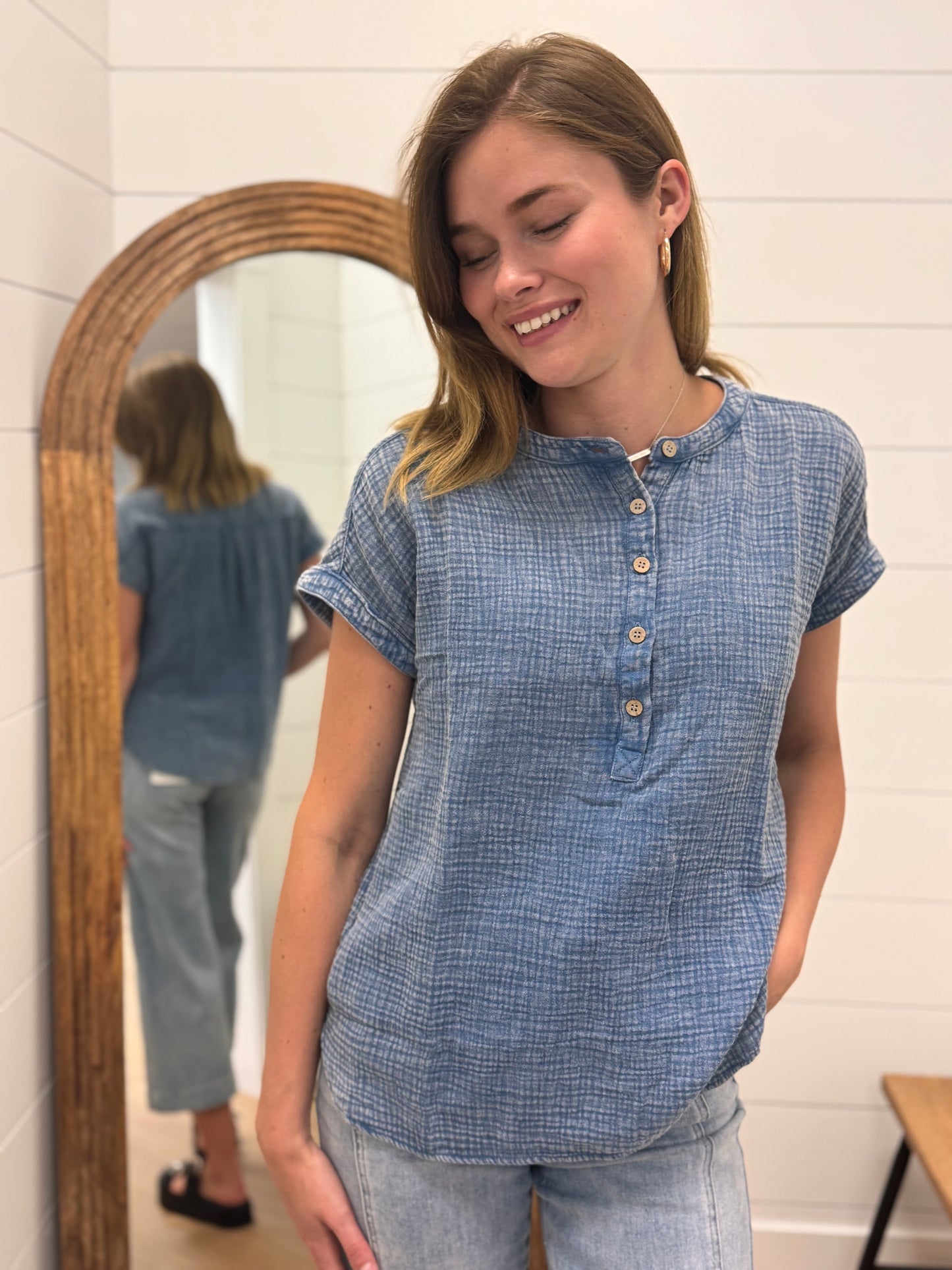 Short Sleeve Henley Top