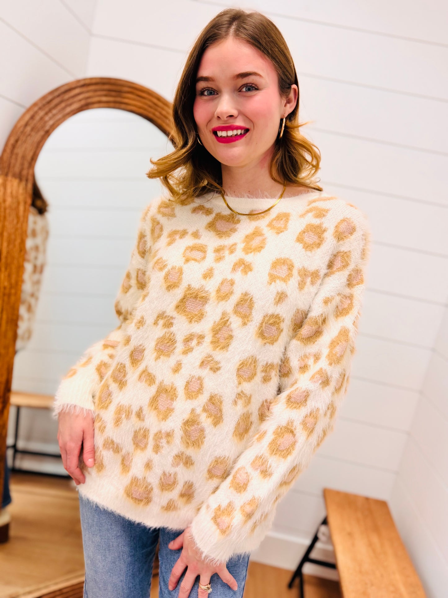 Soft Leopard Print Oversize Knit Sweater