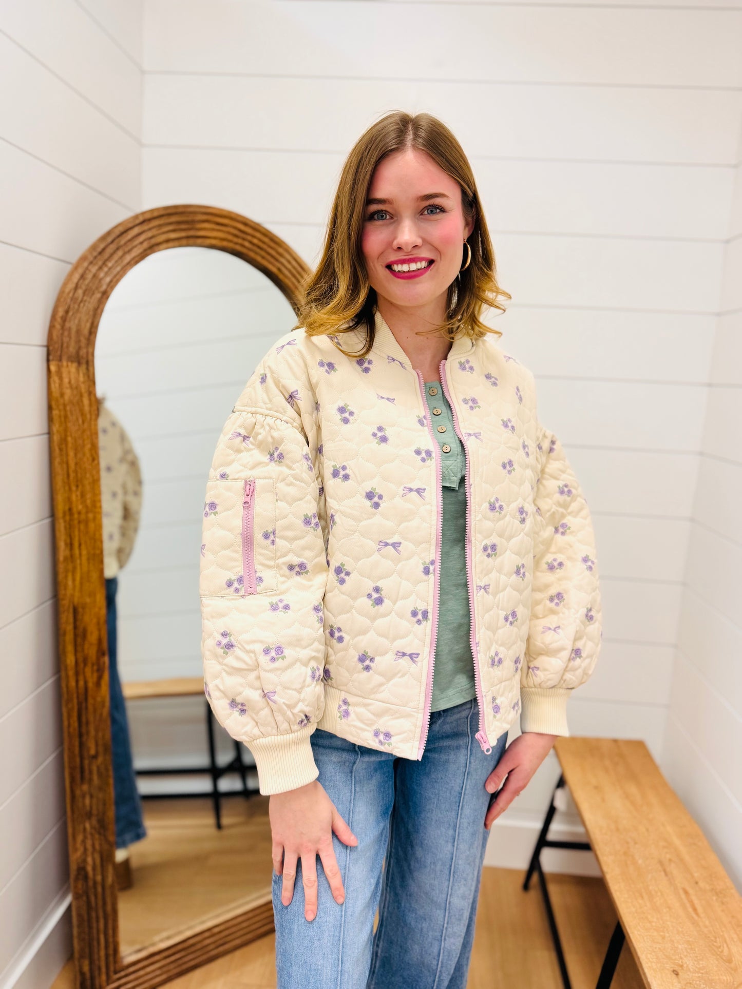 Floral Quilted Oversized Jacket