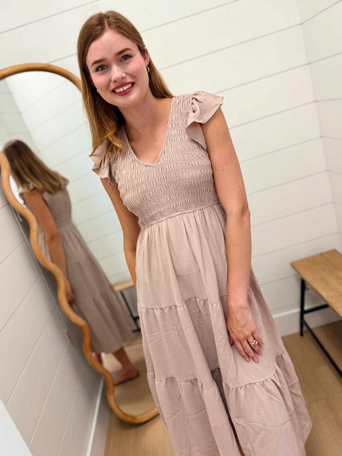 Flutter Sleeve Midi Dress