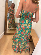 Retro Green Floral Dress