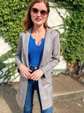 Glen Check Suede Oversized Blazer Coat