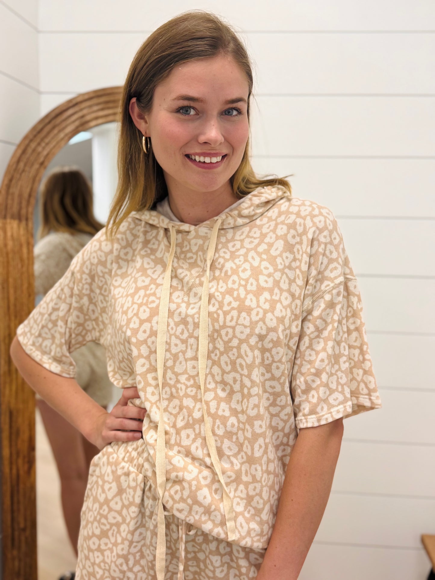 Short Sleeve Leopard Hoodie