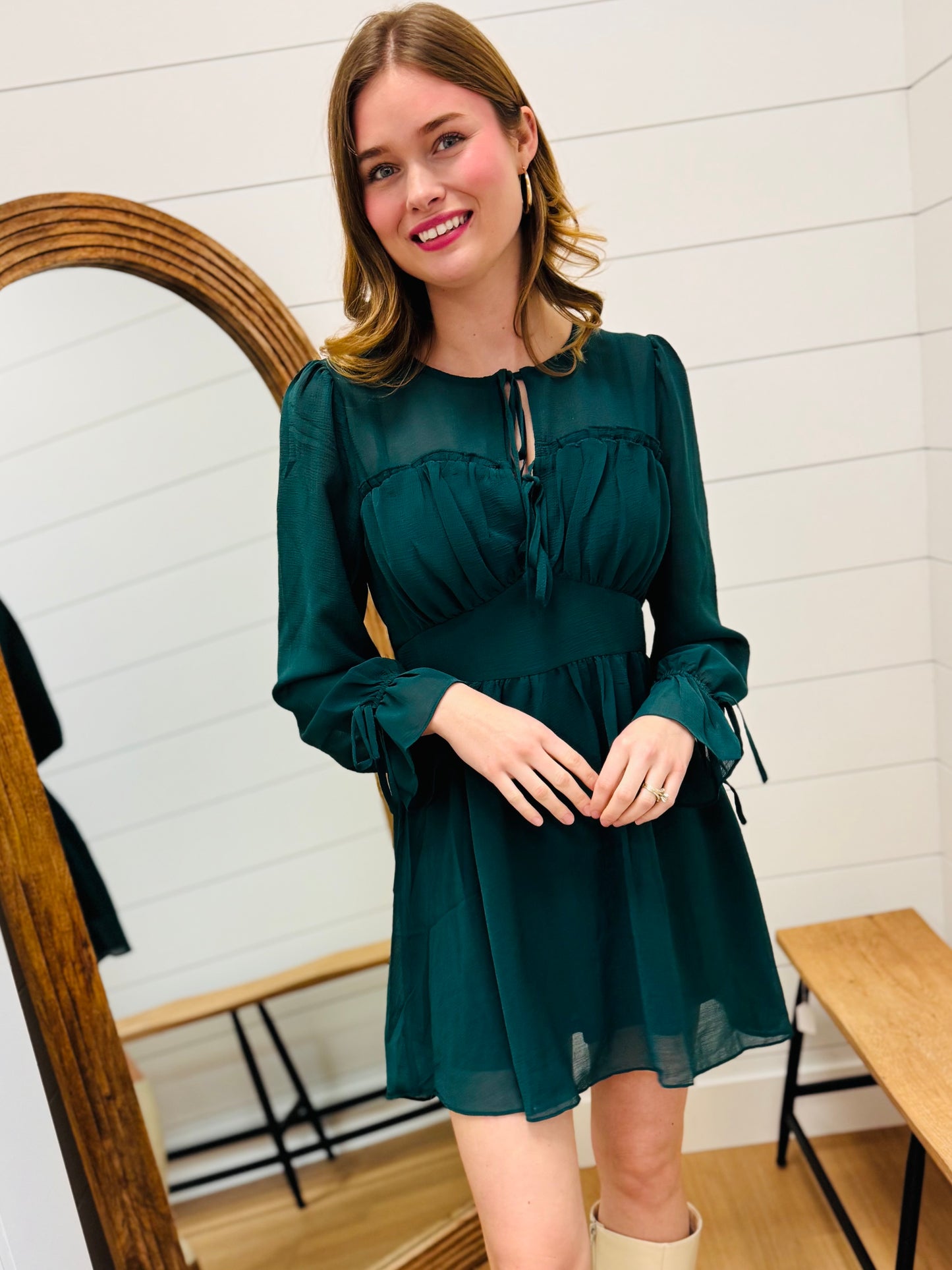 Ruffle + Bow Holiday Dress