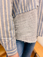 Color Block Half Button Down Shirt