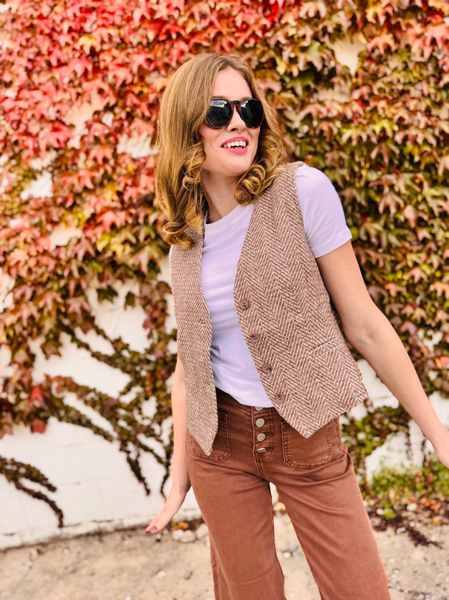 Herringbone Tweed Tailored Vest