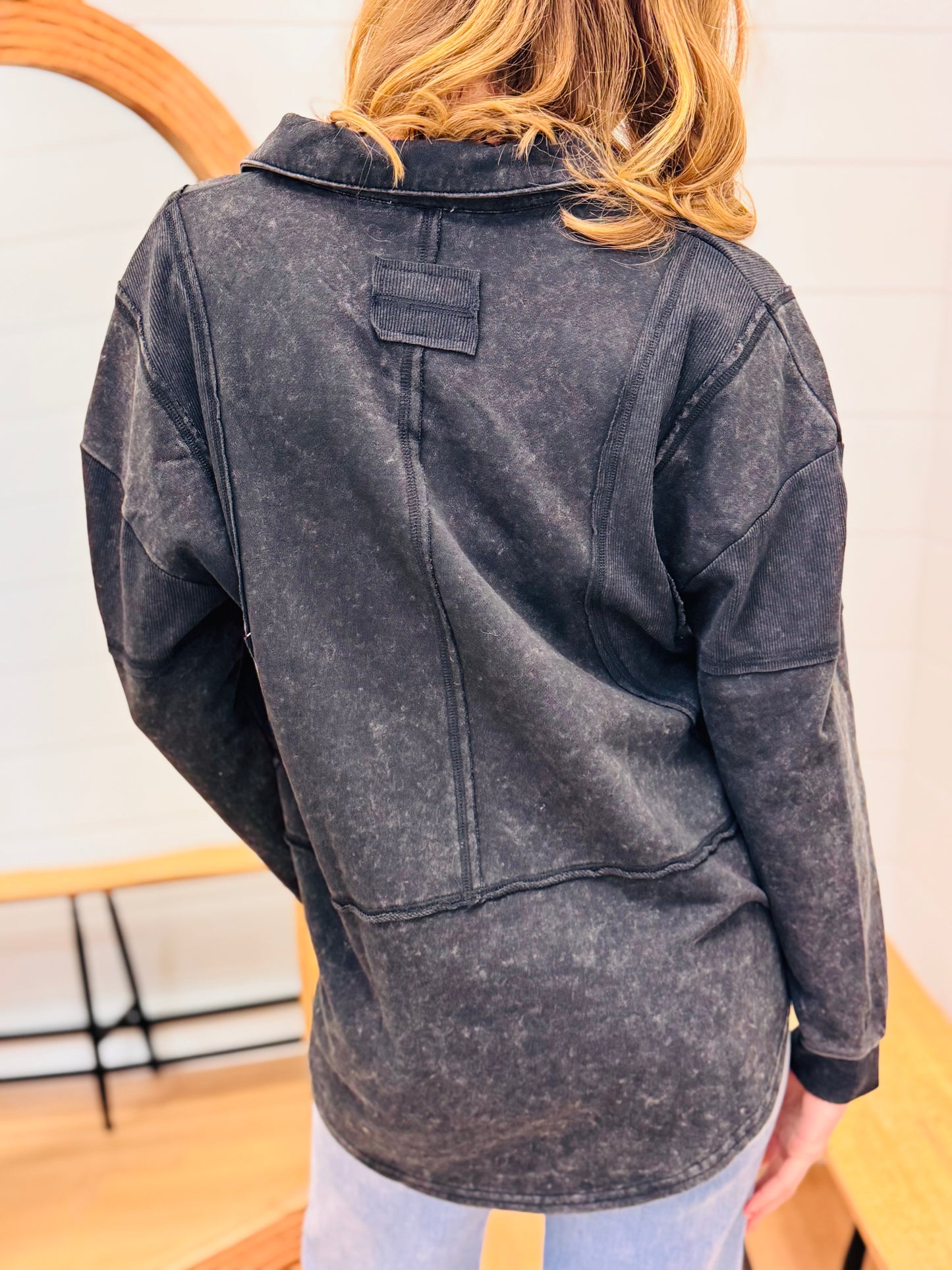 Vintage Washed Black Pullover Sweatshirt