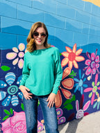 Teal Boatneck Pullover Sweater - Dreamers