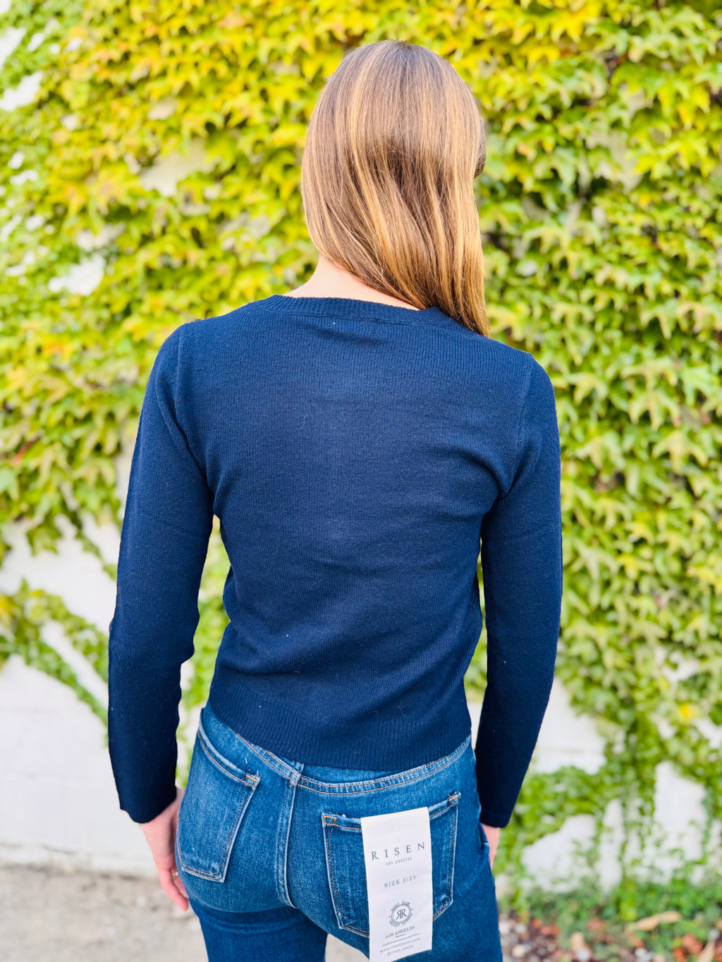 Button Down Knit Cardigan Sweater - Navy