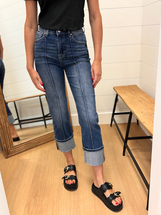 High Rise Straight Jeans with vertical seam- Risen
