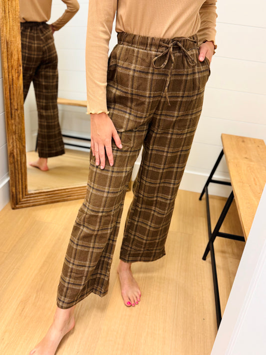 Lounge Around Plaid Wide Leg Pant