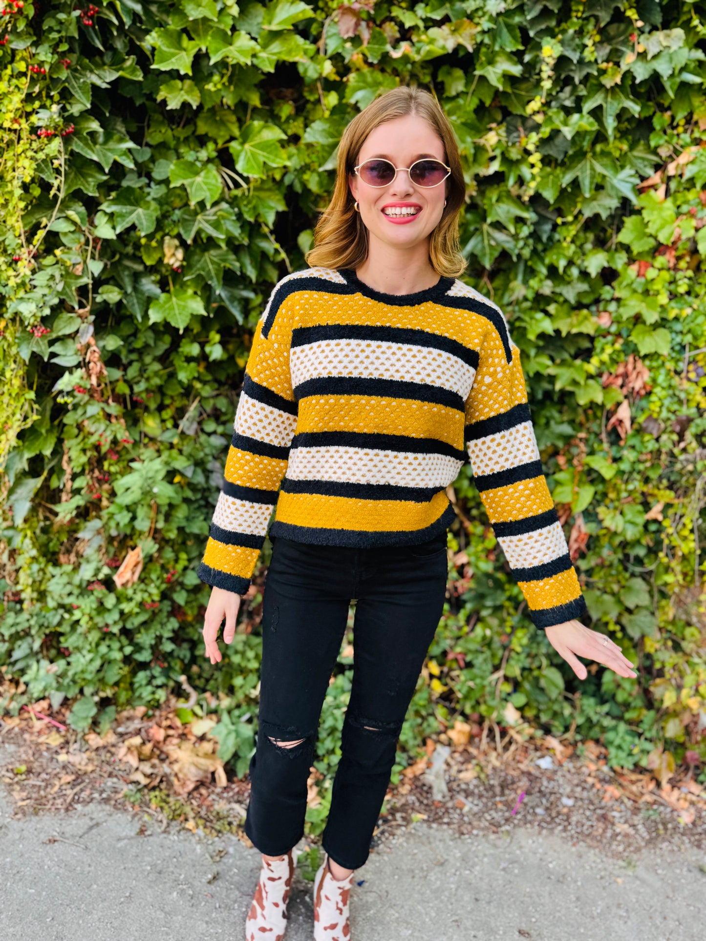 Colorblock Stripes Knit Pullover Sweater