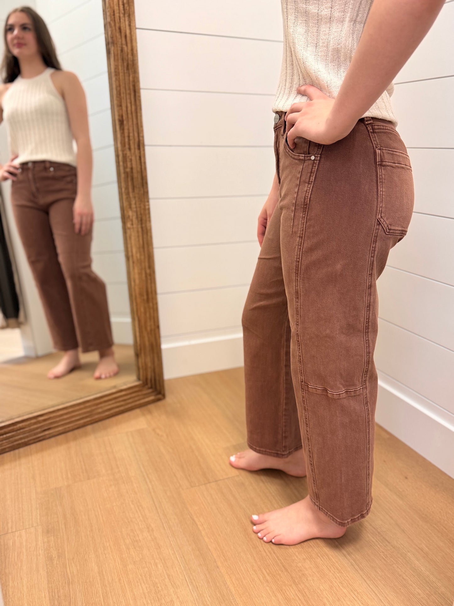 High Rise Barrel Pants - Risen