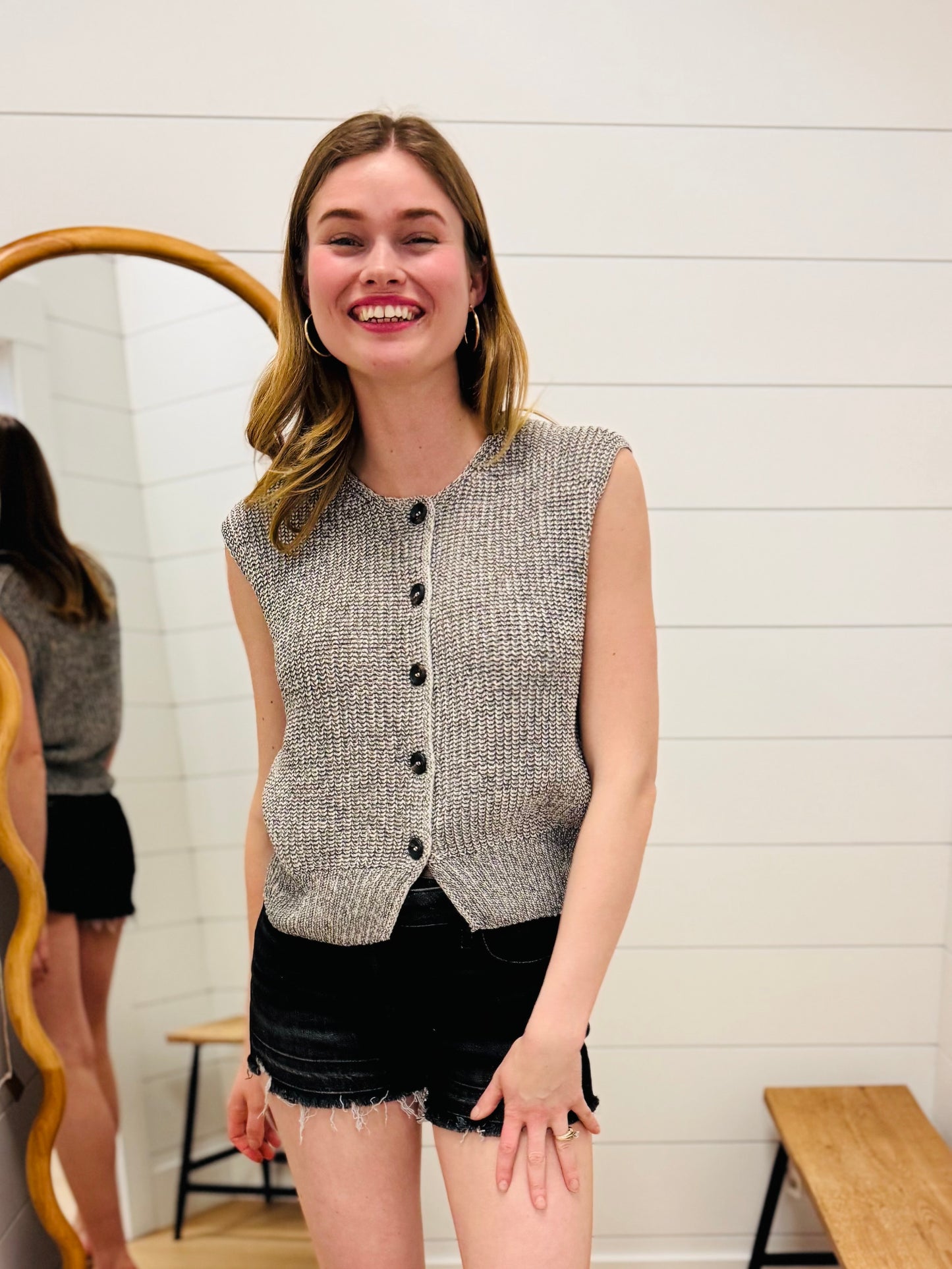 Marled Button Down Sweater Vest