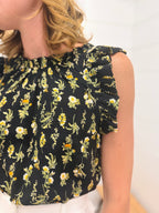 Floral Ruffle Trim Tank Top