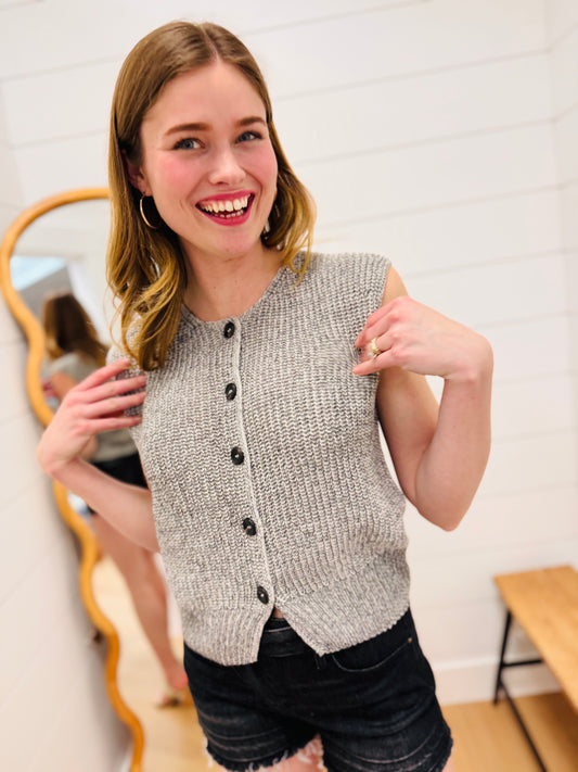 Marled Button Down Sweater Vest