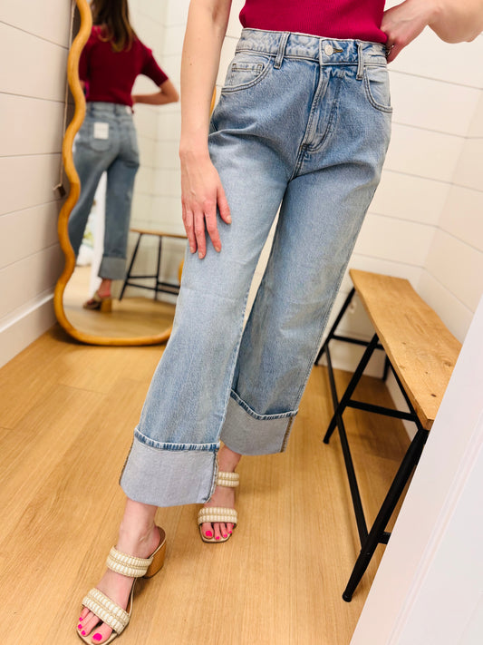High Rise Cuffed Denim - Zenana