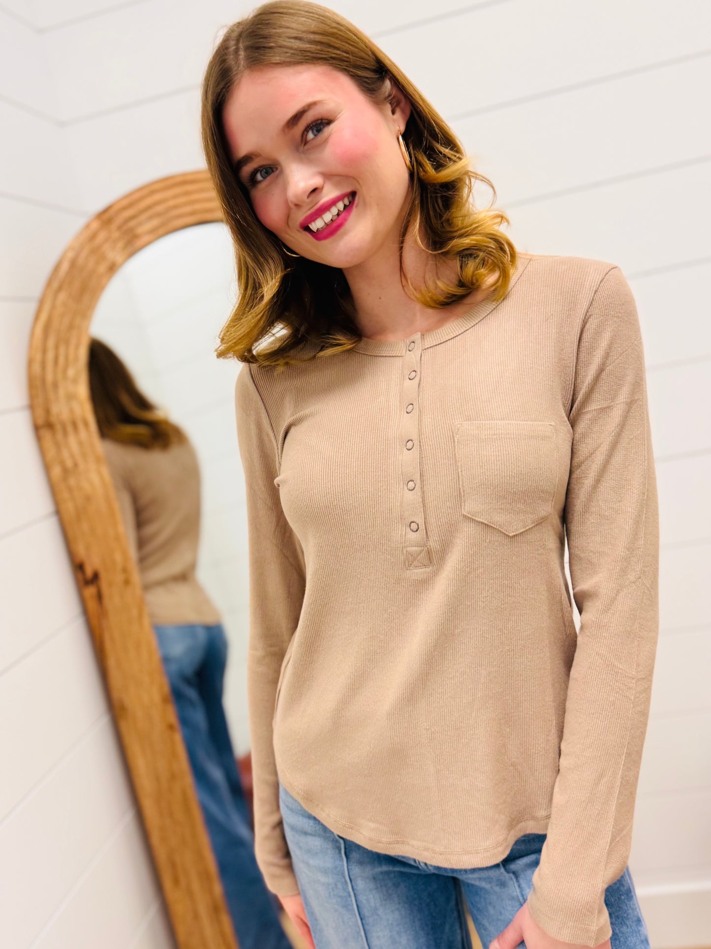 Soft Cozy Brushed Ribbed Knit Top