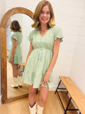 V Neck Seafoam Mini Dress