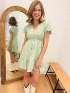 V Neck Seafoam Mini Dress