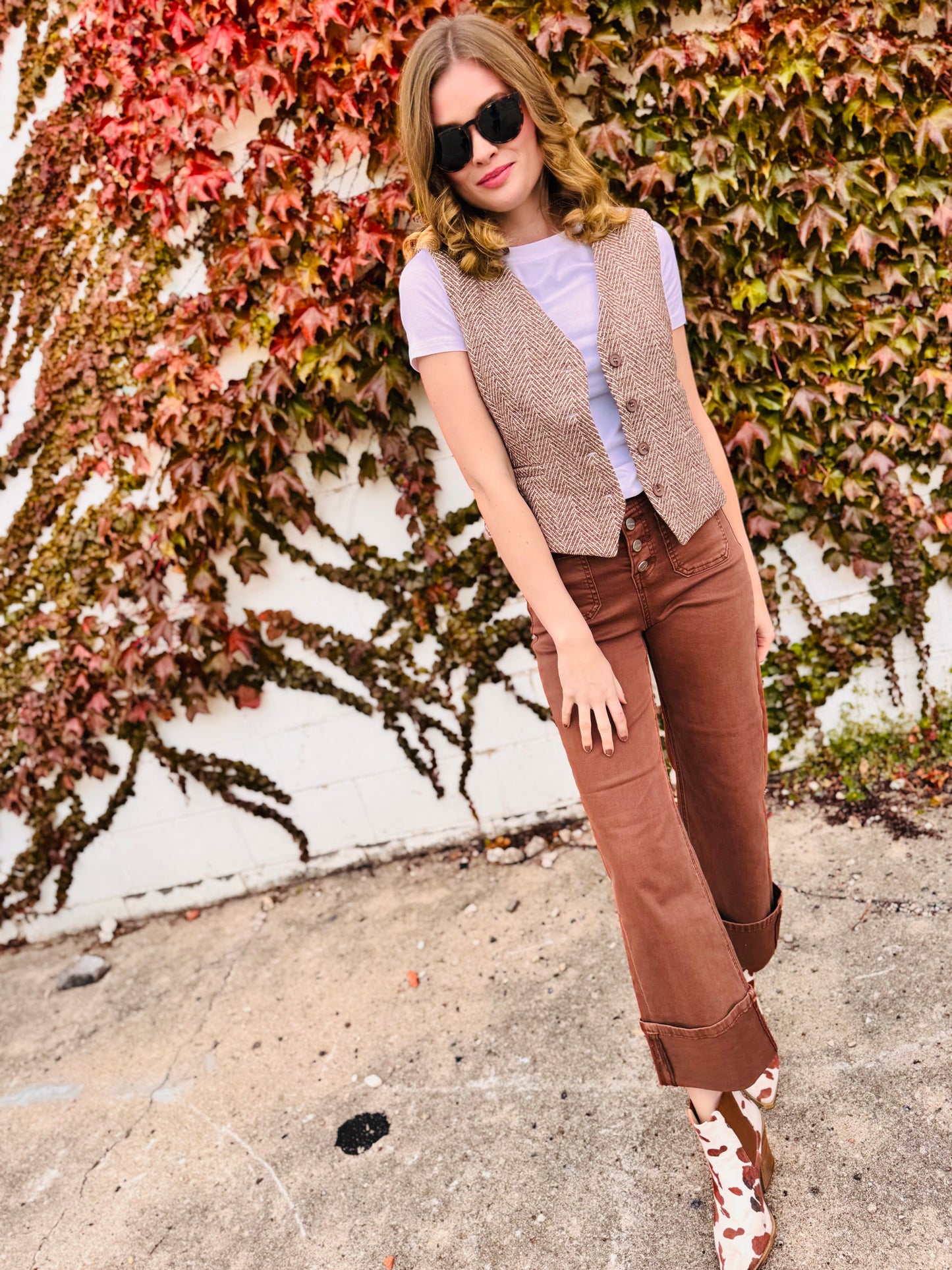 Herringbone Tweed Tailored Vest