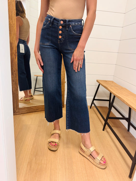 High Rise Crop Button Fly Jean - Risen