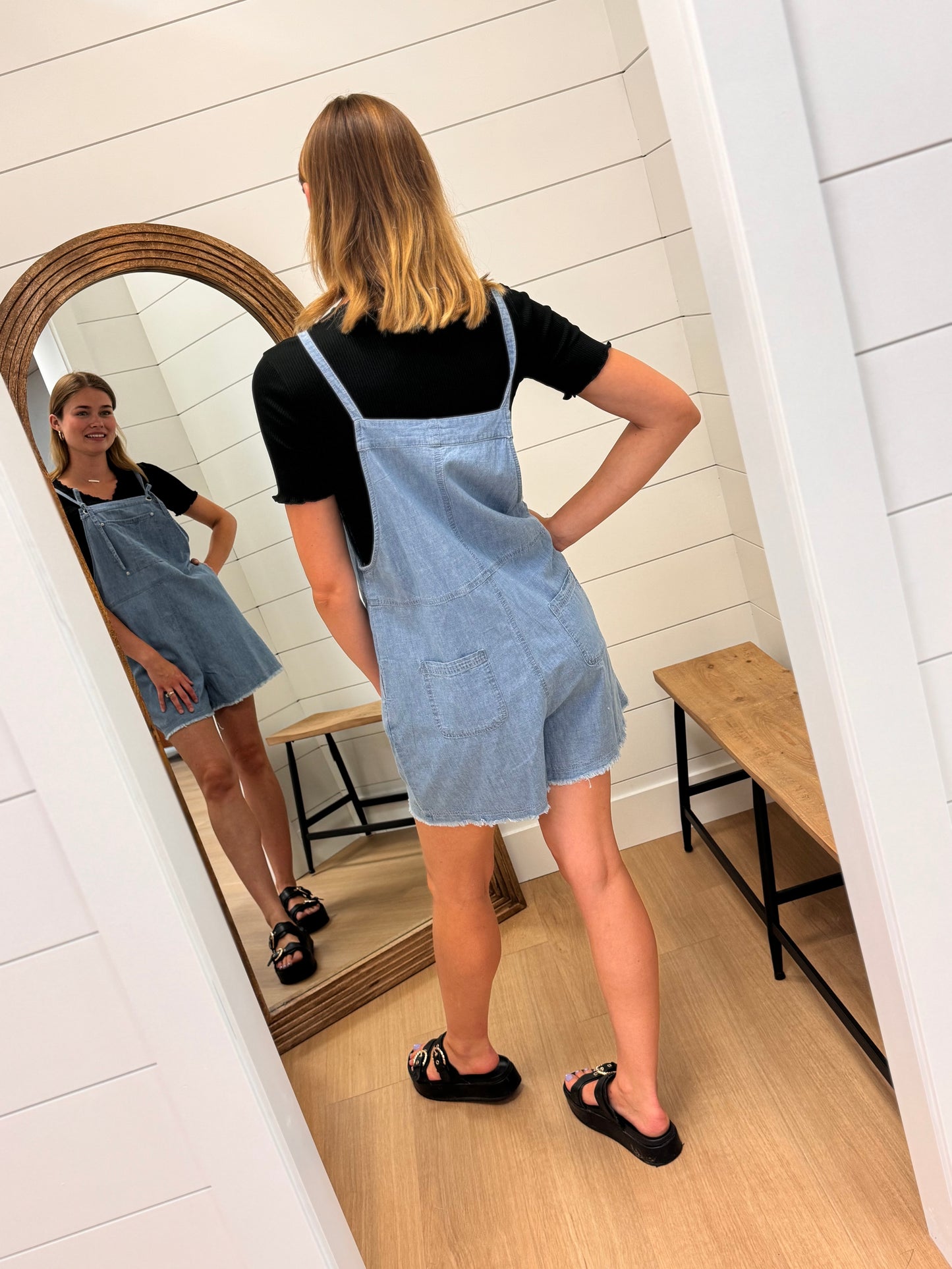 Chambray Romper with Front Ties