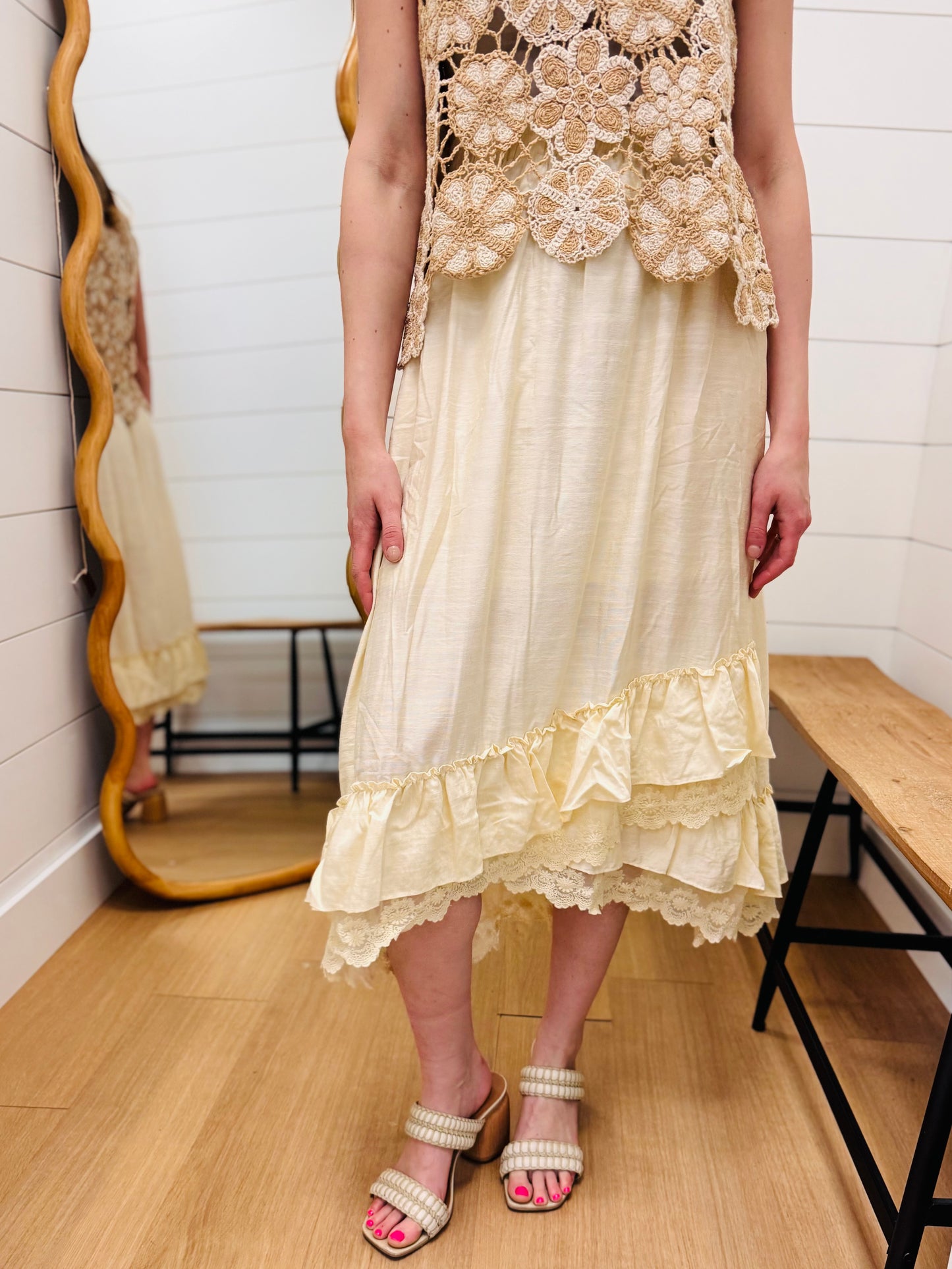 Ruffle Hem Lace Skirt
