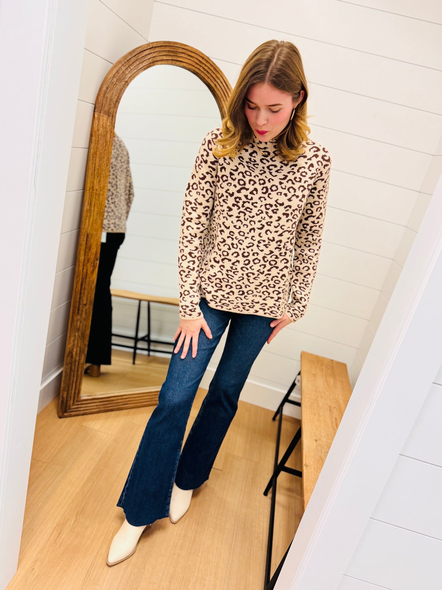 High Rise Flare Jeans With Corduroy Like Texture - Risen