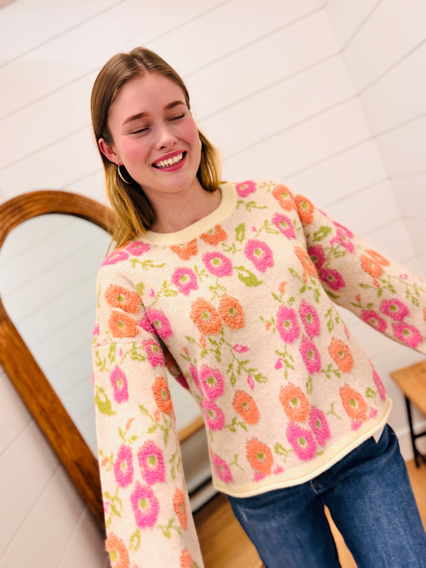 Floral Textured Sweater