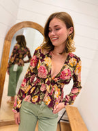 Tie Front Floral Top