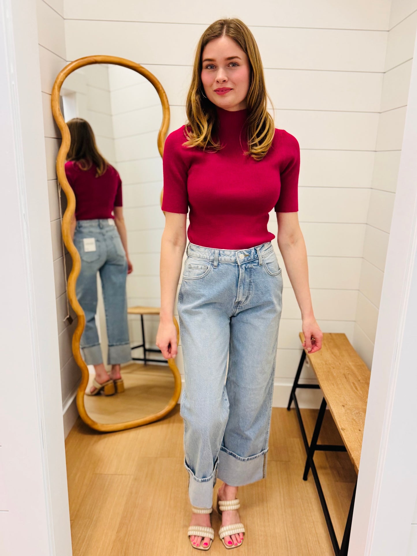 High Rise Cuffed Denim - Zenana