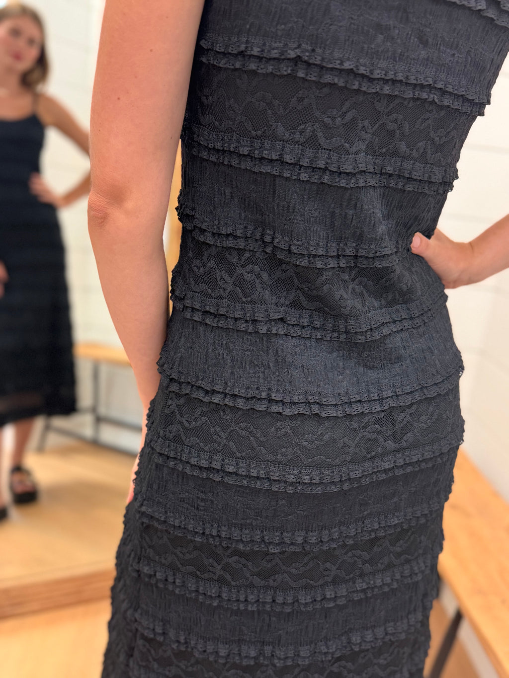 Semi Fitted Lace Midi Dress