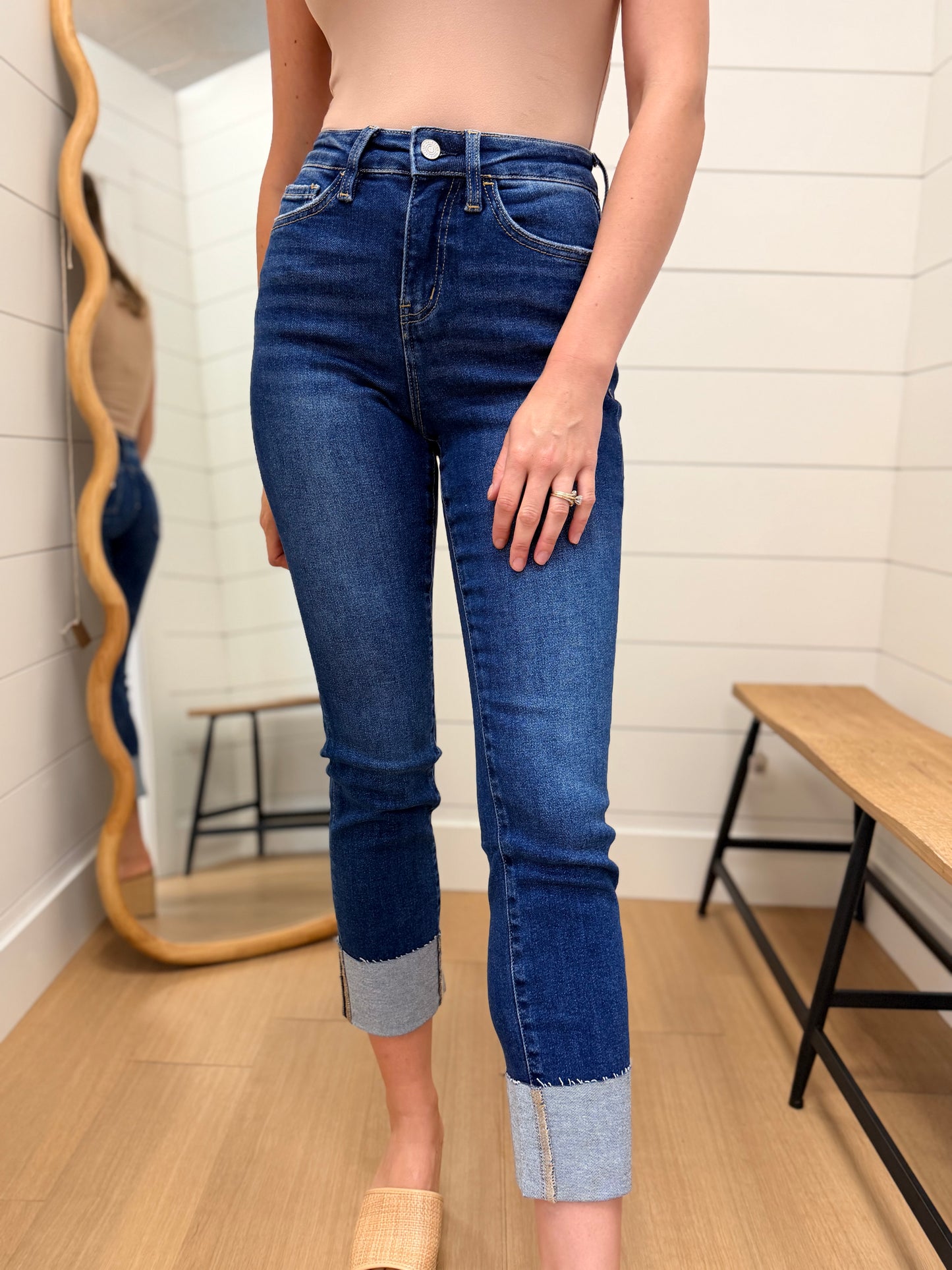 High Rise Cuffed Straight Jeans - Lovervet