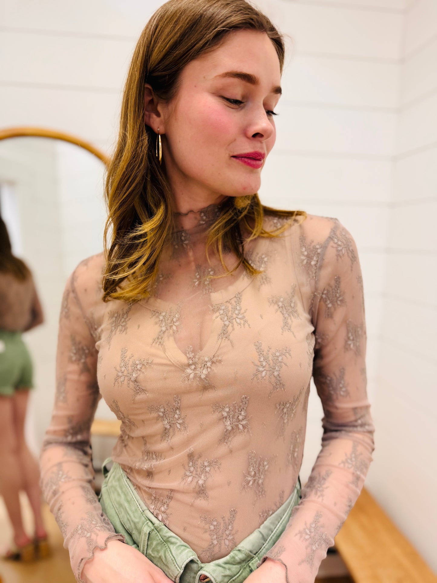 Lt Brown Lace Layering Top