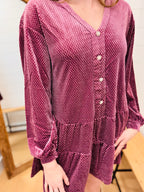 Tiered Textured Velvet Mini Dress