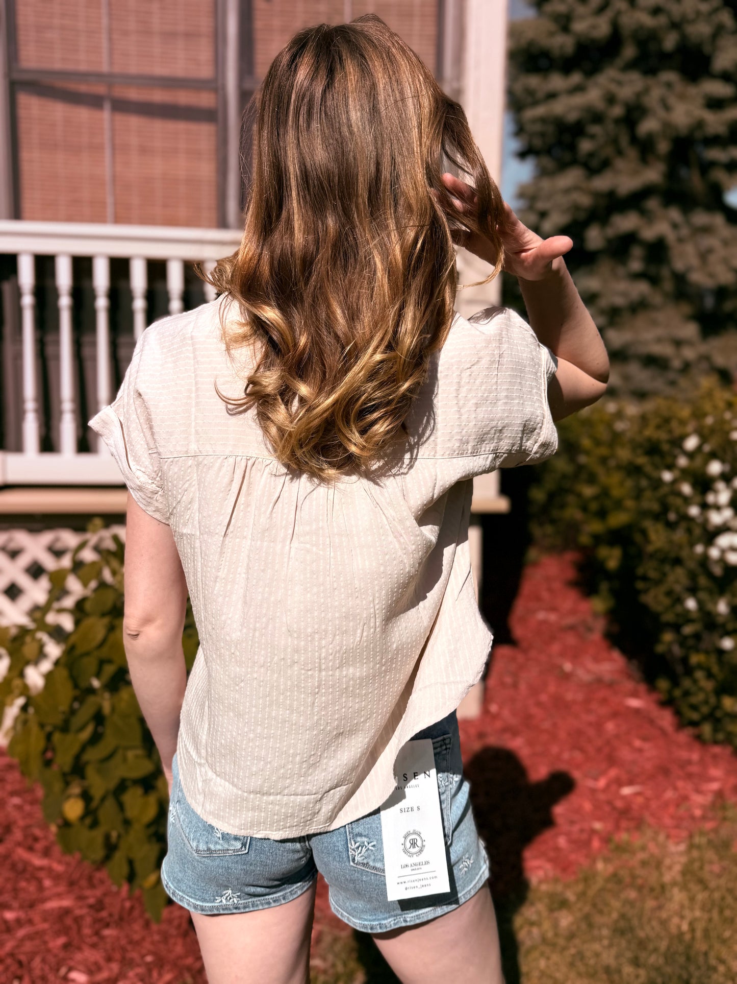 Ruched Shoulder Detail Short Sleeve Top