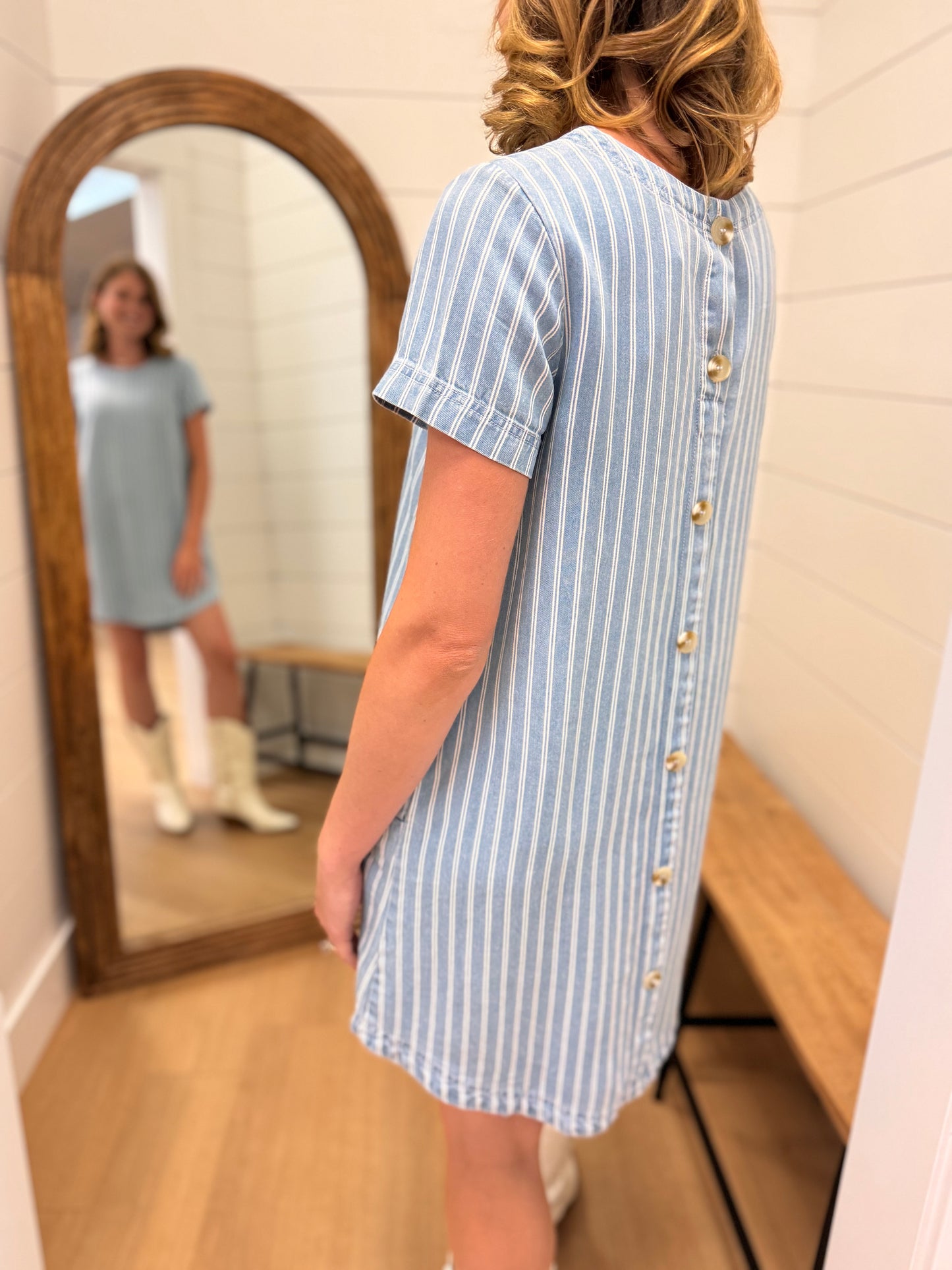 Stripe Chambray Shirt Dress