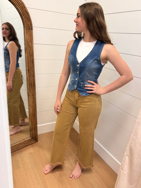 High Rise Wide Jean in Mocha - Risen