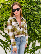 Plaid Cropped Button Down Jacket
