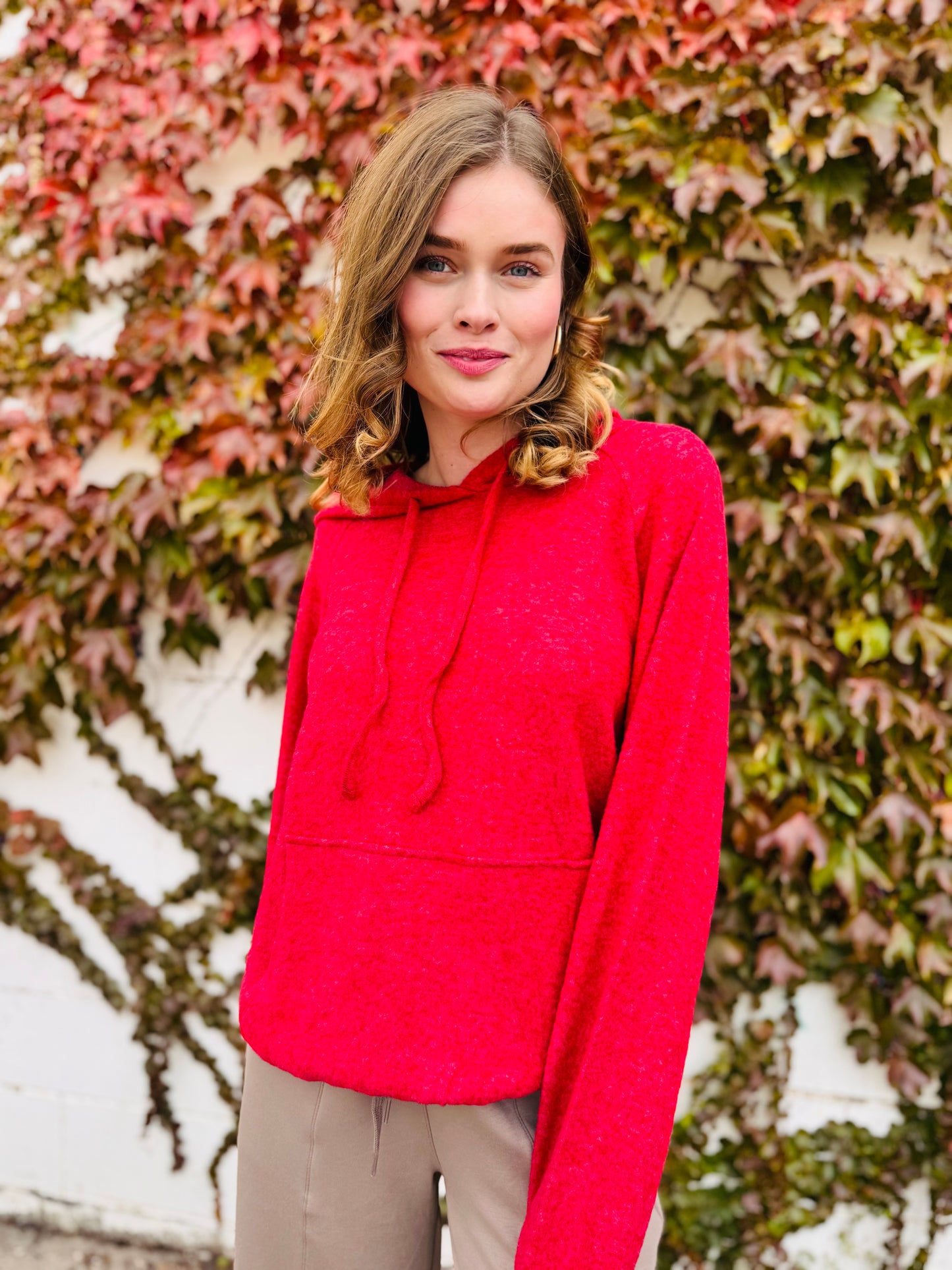 Brushed Hacci Melange Hoodie Sweater