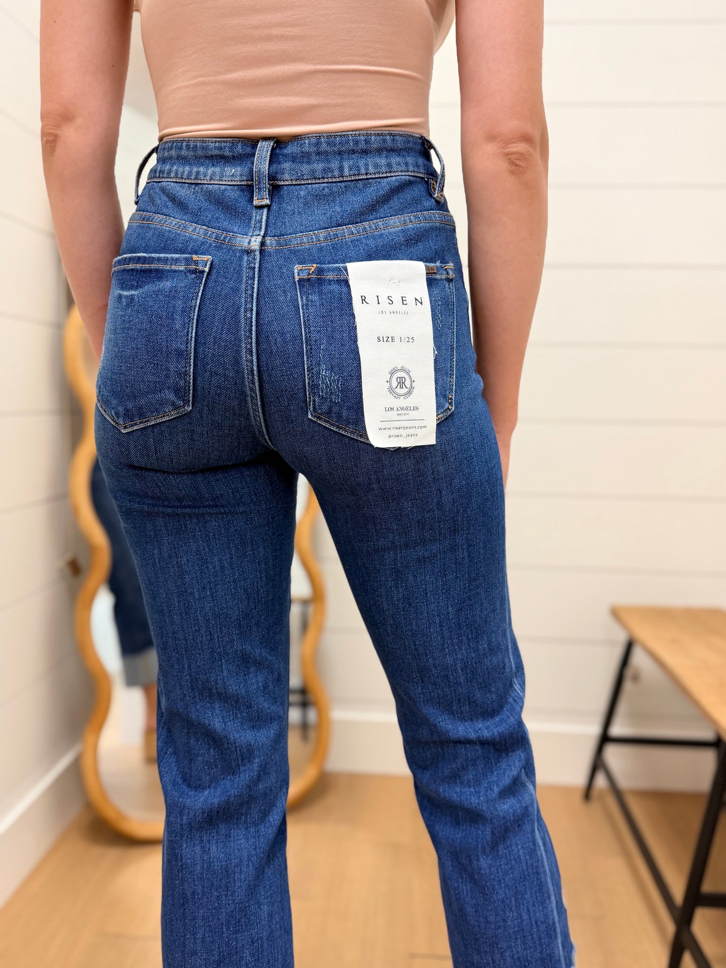 Tummy Control Mid Rise Dark Wash Straight - Risen