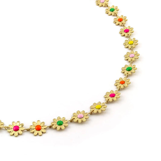 Gold Colorful Daisy Necklace - Erimish