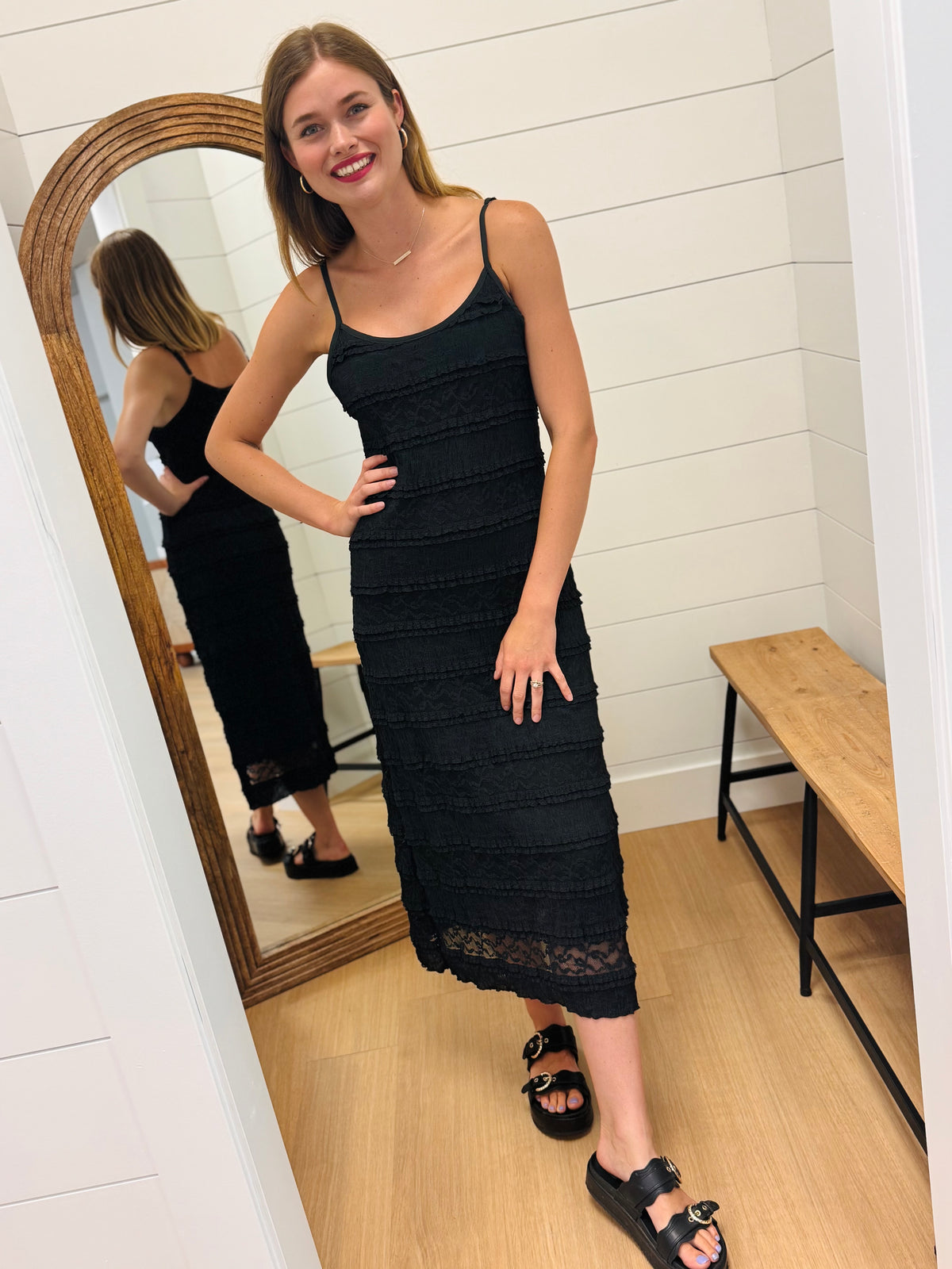 Semi Fitted Lace Midi Dress