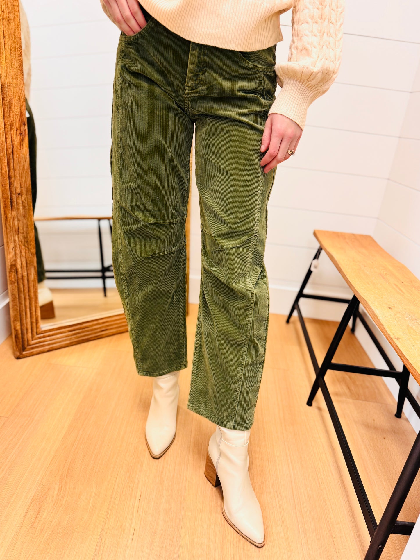 Slouchy Ankle Barrel Corduroy Pants