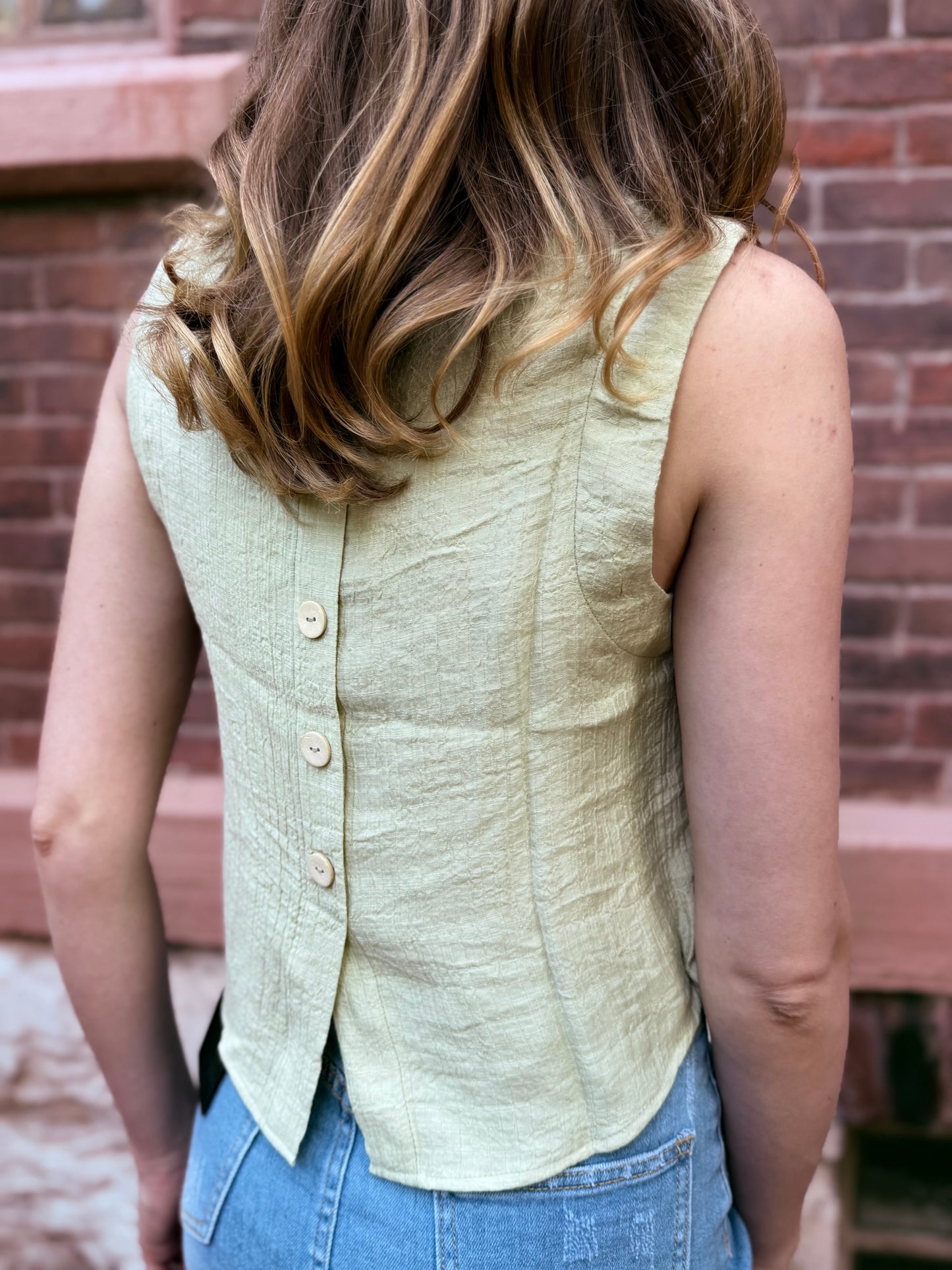 Sleeveless Back Button Detail Top