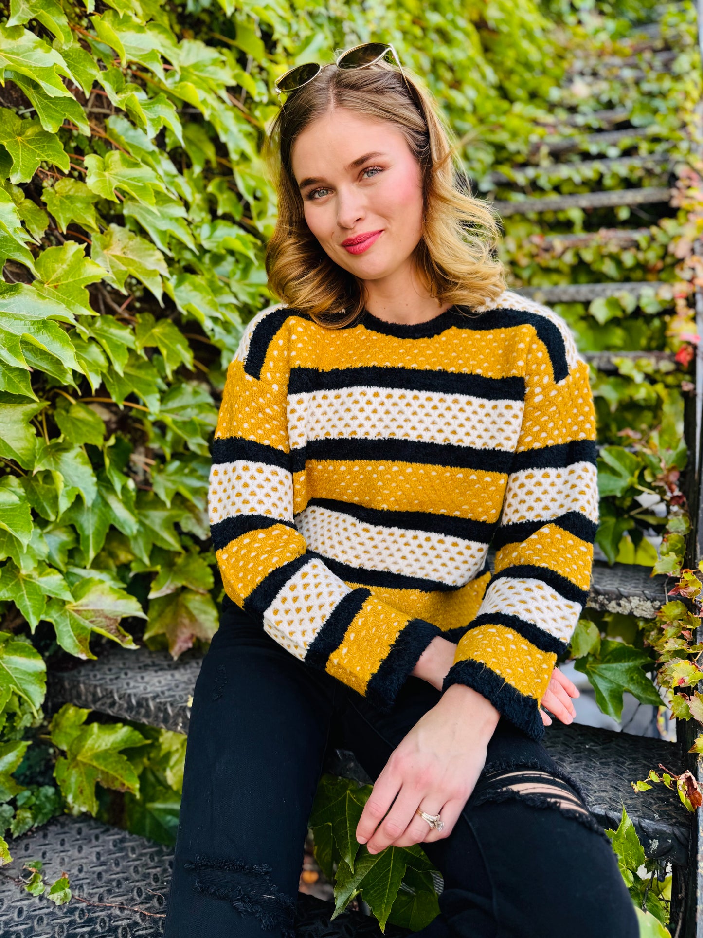 Colorblock Stripes Knit Pullover Sweater