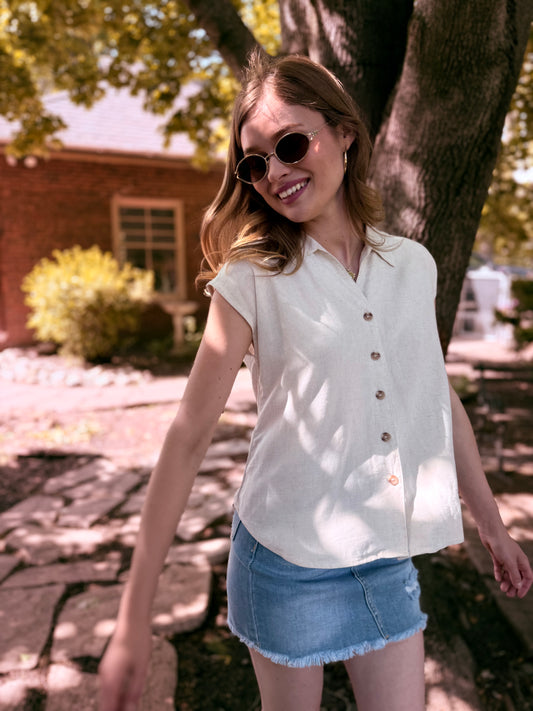 Linen Collared Short Sleeve Shirt